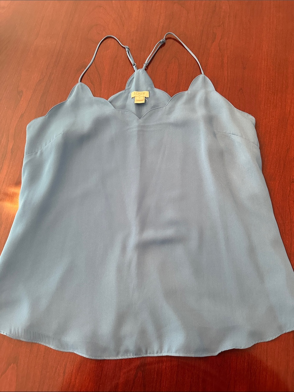 J. Crew Dusty Blue Scallop-Edge Spaghetti Strap Cami